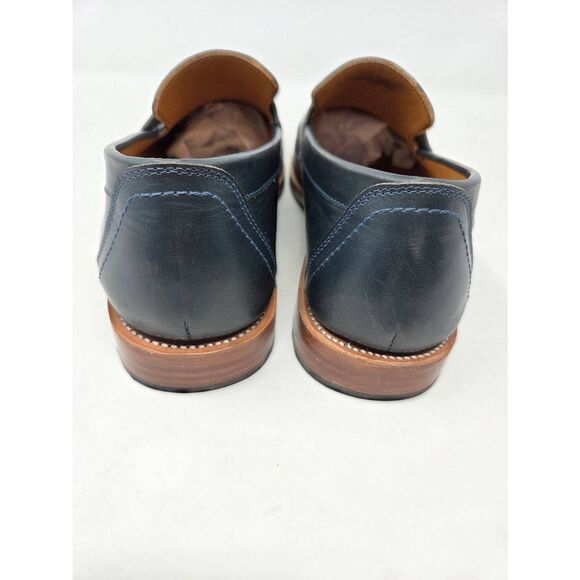 ADELANTE SHOE CO. LUCA PENNY LOAFERS BLUE LEATHER MENS SIZE 11 E WIDE